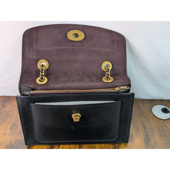Authentic Coach Parker Shoulder Bag Black Leather Gold toned Chain Strap - Picture 14 of 16